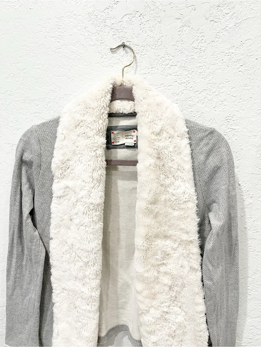 Anthropologie Saturday Sunday Abrose Fur Collar Cardigan Sweater Size Large Cozy